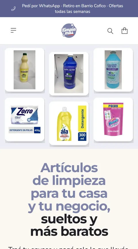 Limpiamas store on a phone