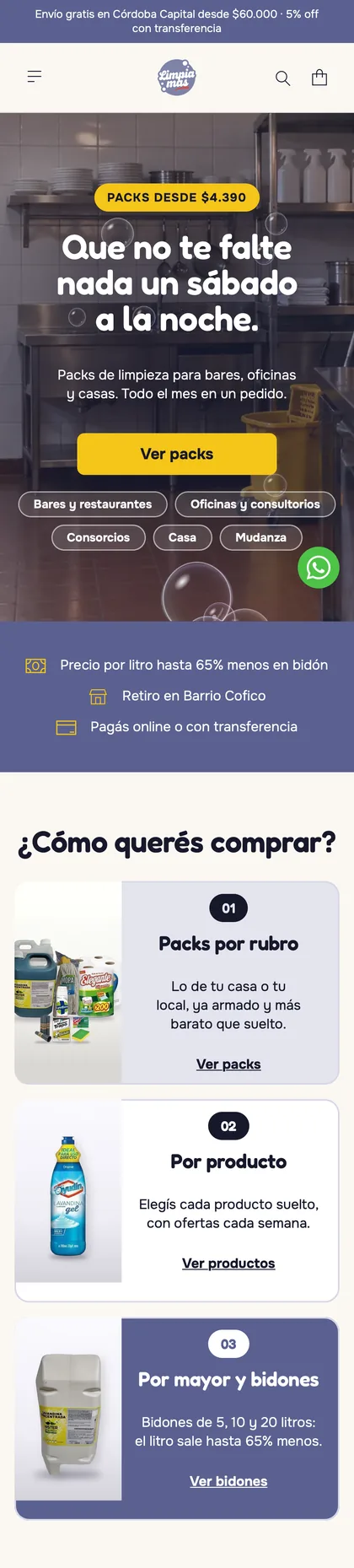 Home de Limpiamas en celular